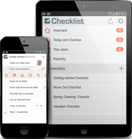 Checklist app for iOS