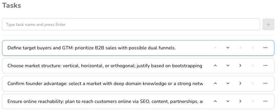 Newly created checklist template