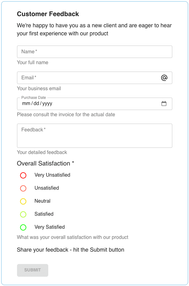 Online Customer Feedback Form