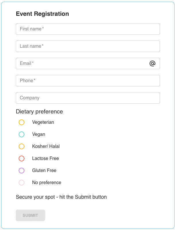 Online Event Registration Form