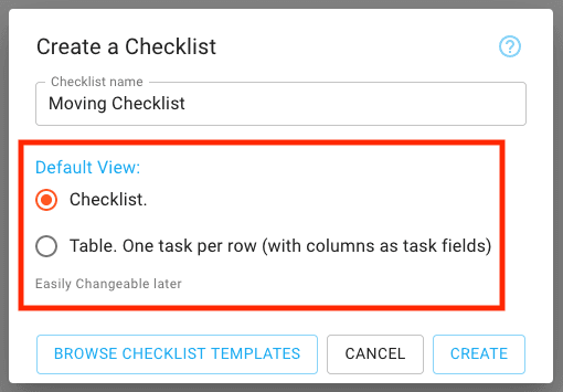 Create Checklist View