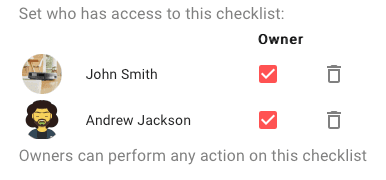 Set checklist owner