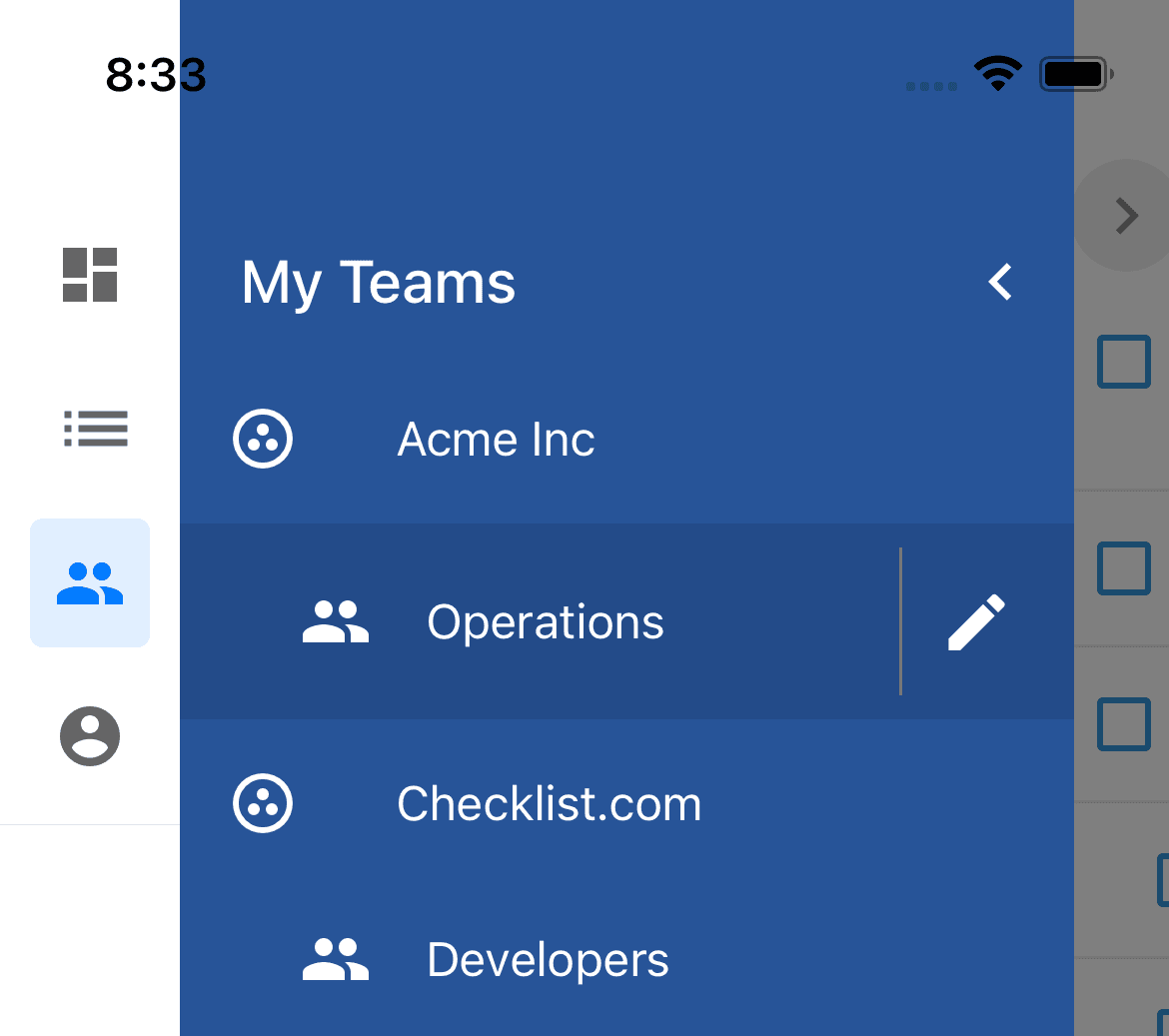 Checklist Teams