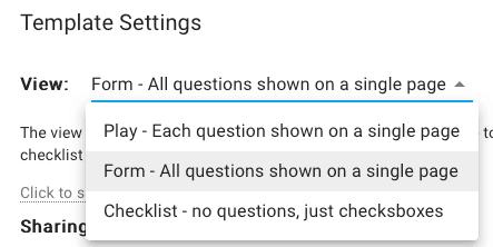 Template settings type