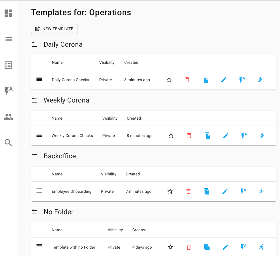 Templates list