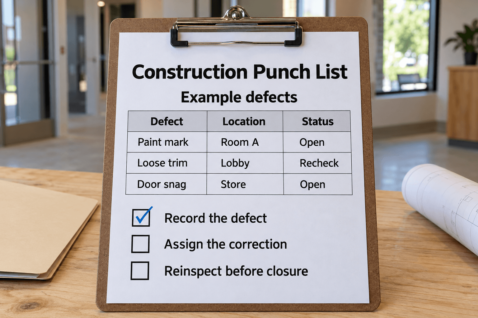 Construction Punch List Template