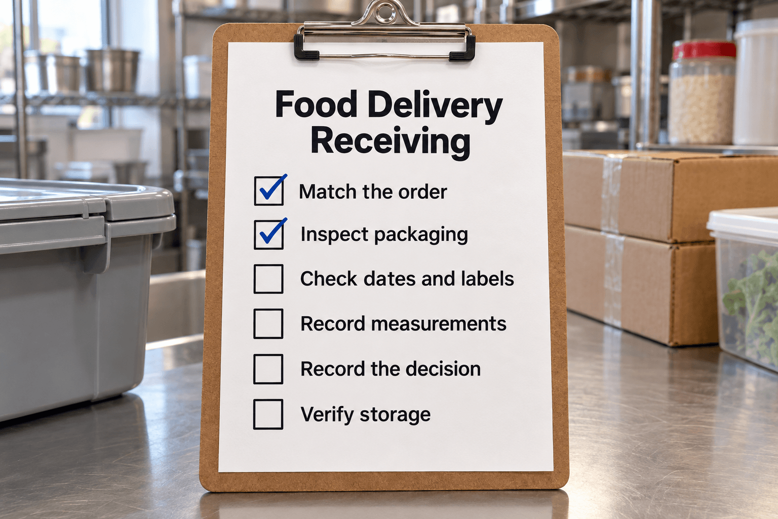 Food Delivery Receiving Checklist