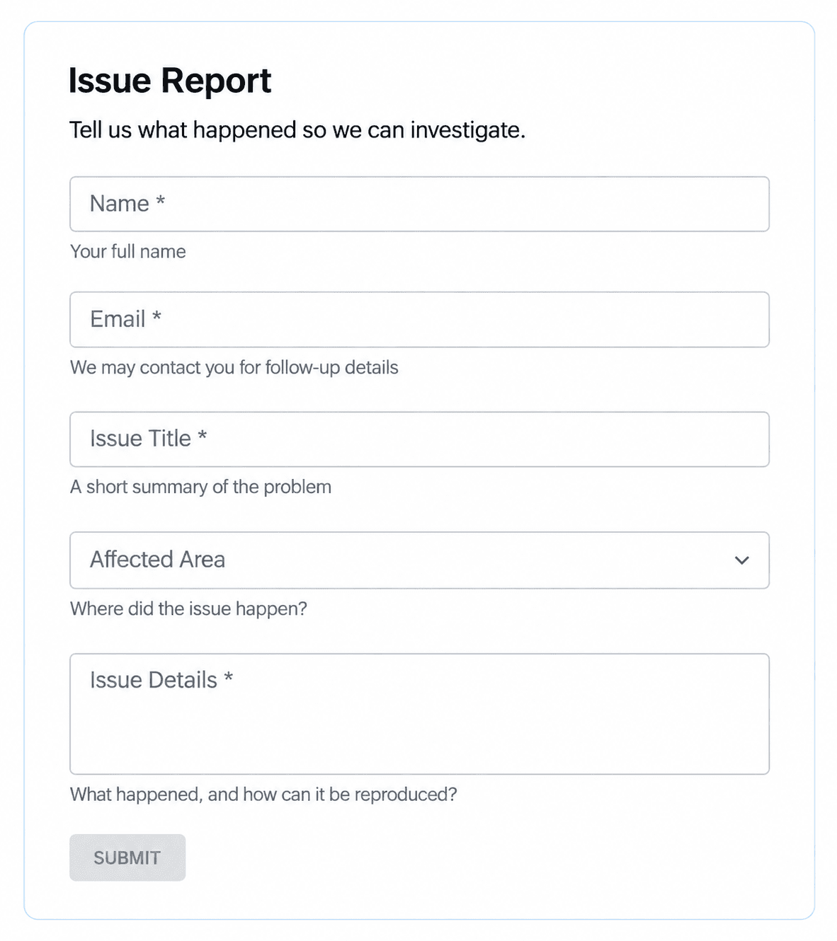 Issue Report