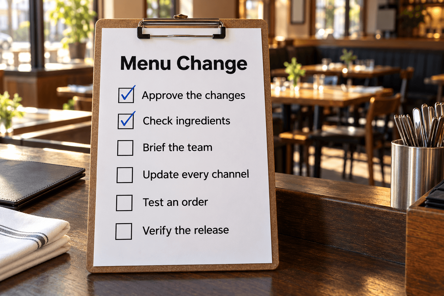 Restaurant Menu Change Checklist