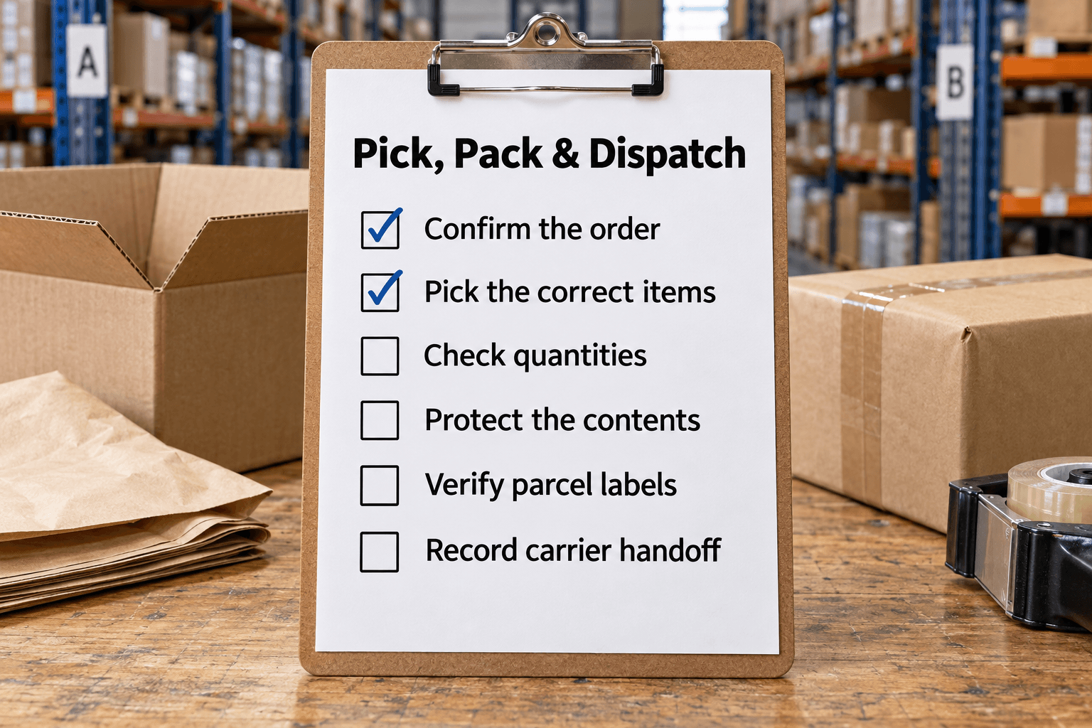 Pick, Pack and Dispatch Checklist