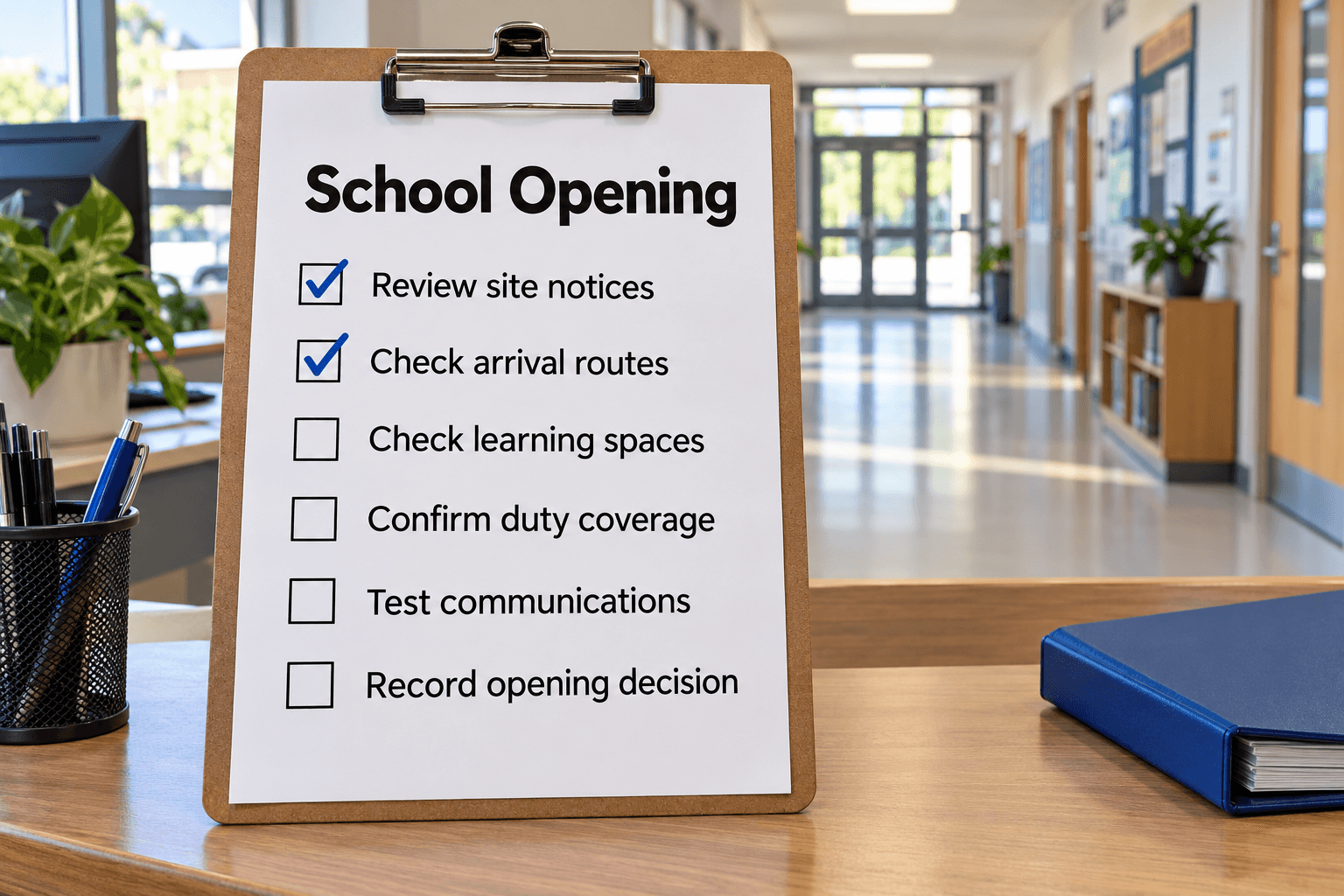 School Daily Opening Checklist