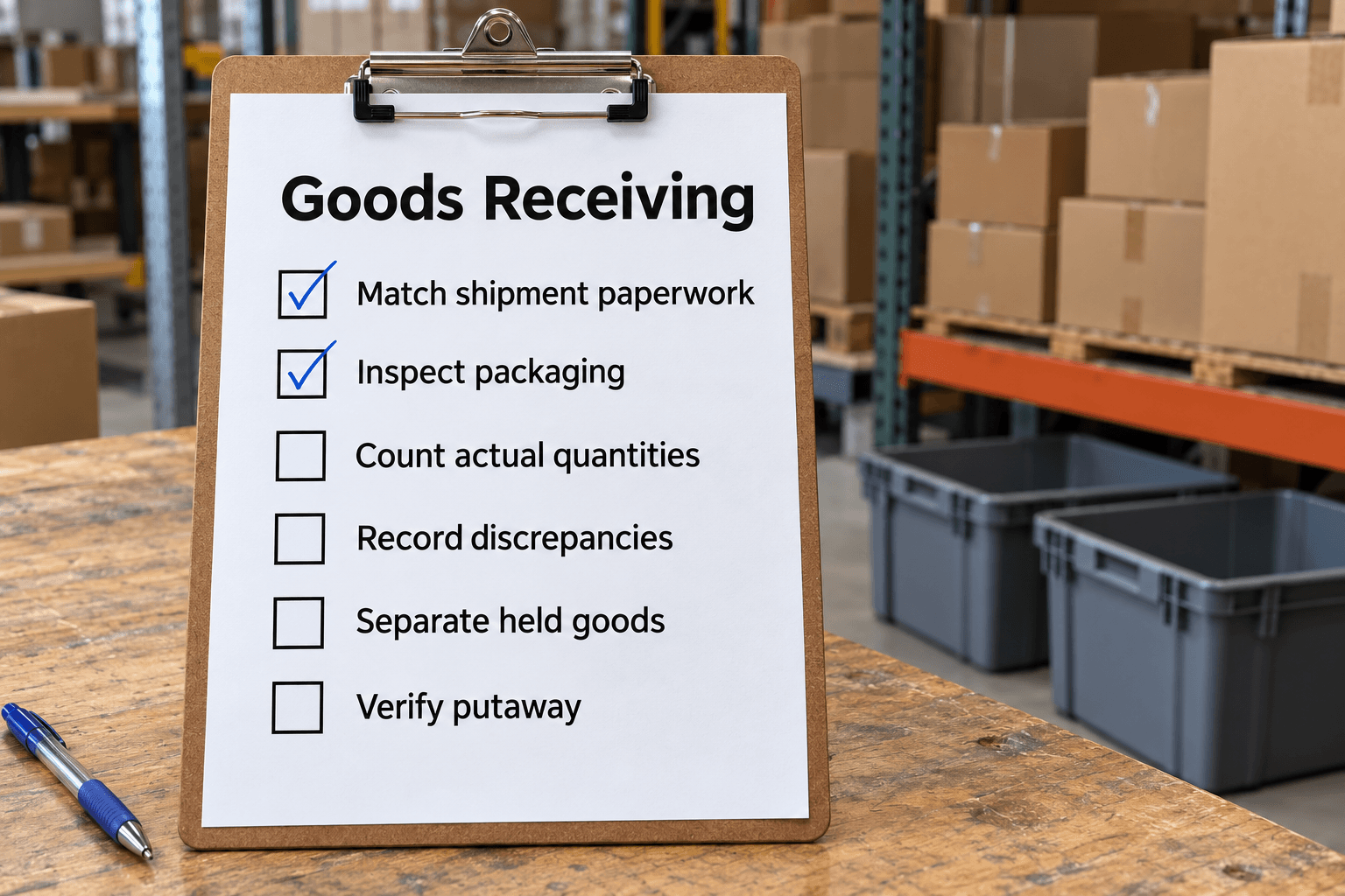 Warehouse Goods Receiving Checklist