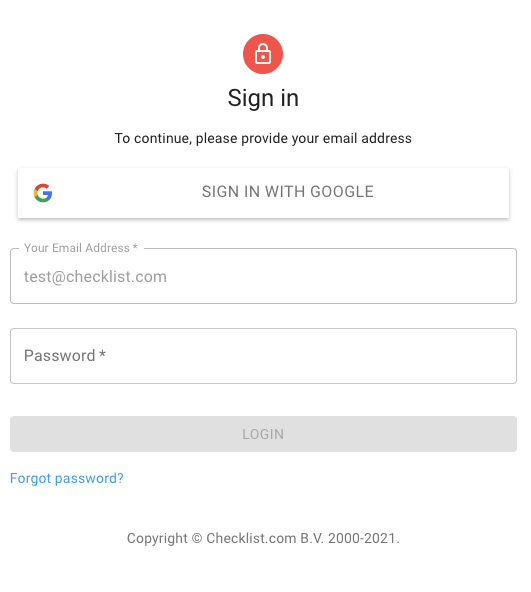 Checklist Login