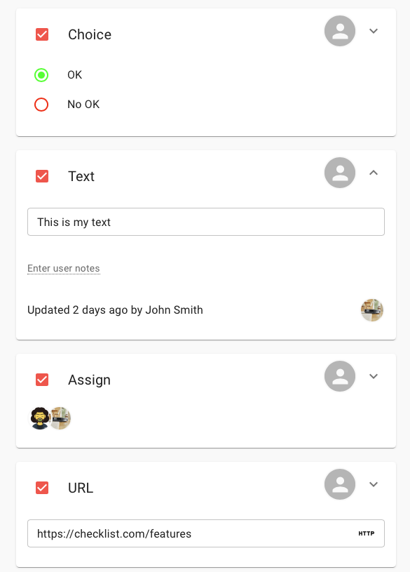 Checklist Form View