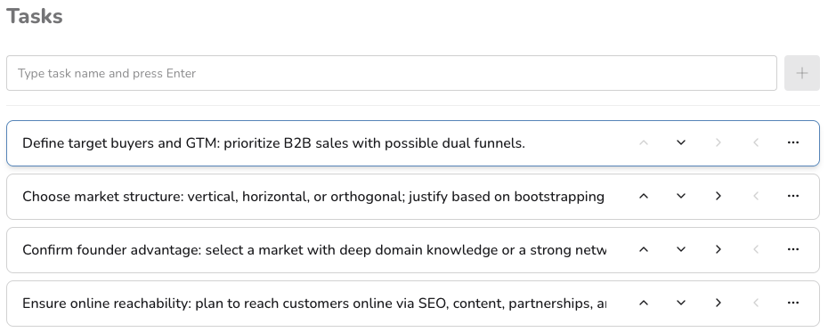 Newly created checklist template