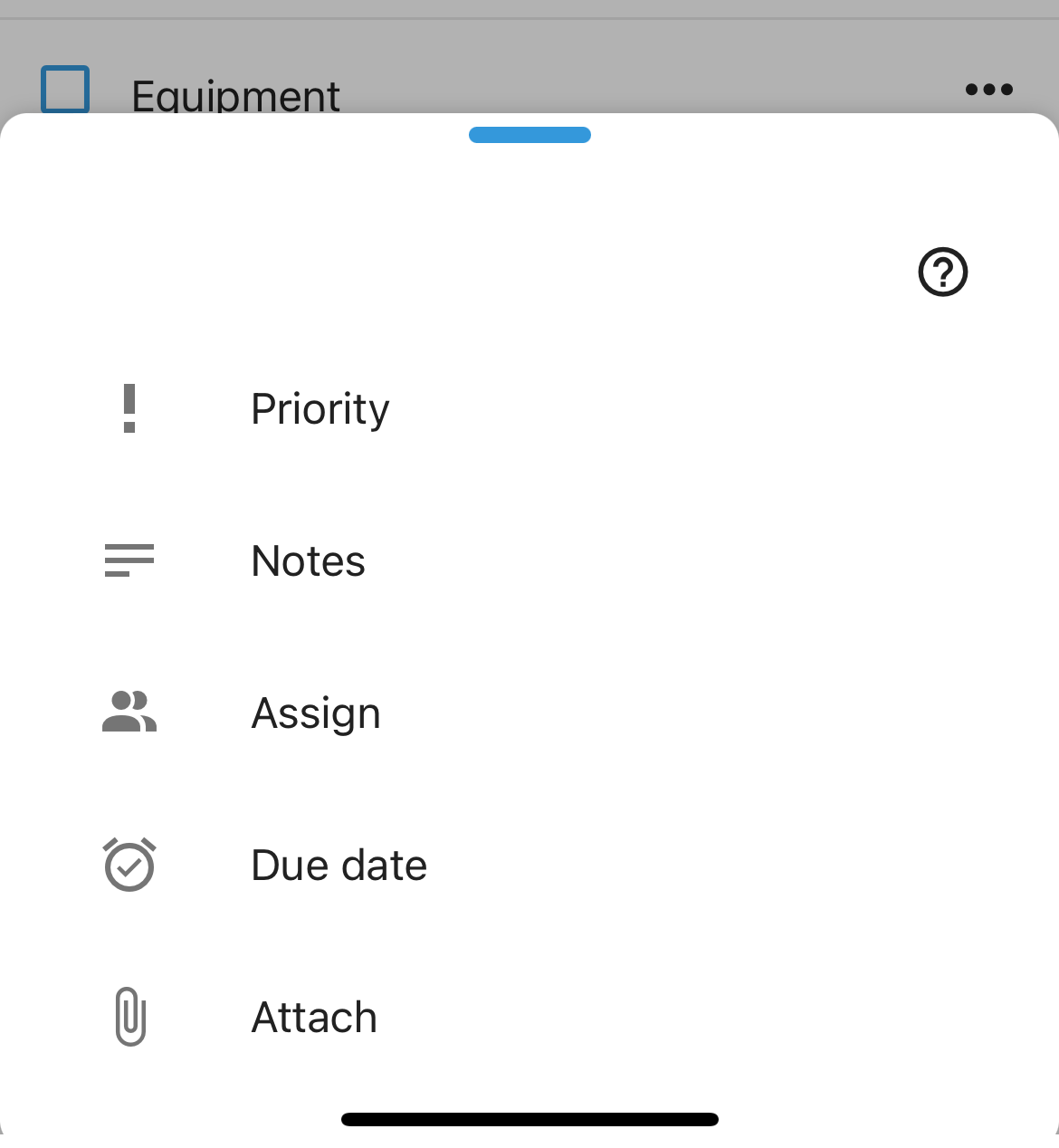 Checklist Task Menu