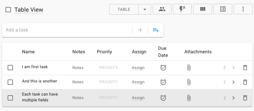 Checklist in table view